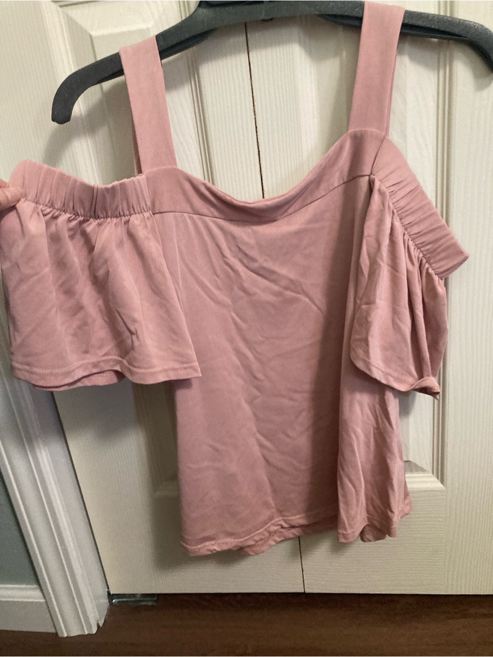 Alya Blush Pink Cold-Shoulder Ruffle Top